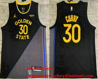 Men's Golden State Warriors #30 Stephen Curry Black Grey 2024 City Edition Swingman Sponsor Stitched Jersey