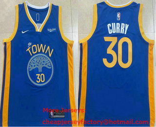 Men's Golden State Warriors #30 Stephen Curry Blue 2022 Icon Swingman Jersey With Sponsor