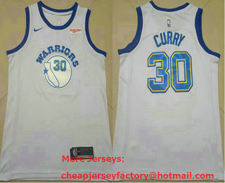 Men's Golden State Warriors #30 Stephen Curry White 2022 Nike City Edition Stitched Swingman Jersey With Sponsor