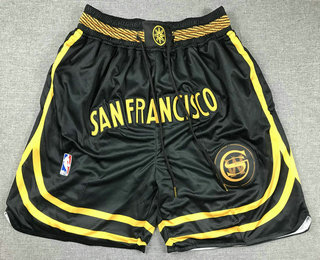 Men's Golden State Warriors Back 2023 City Edition Swingman Stitched Shorts 02
