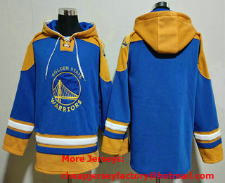 Men's Golden State Warriors Blank Blue Ageless Must Have Lace Up Pullover Hoodie