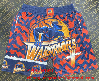 Men's Golden State Warriors big LOGO Red Blue Laser Printing Shorts