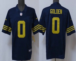 Men's Green Bay Packers #0 Matthew Golden Limited Navy FUSE Vapor Jersey