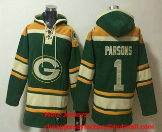 Men's Green Bay Packers #1 Micah Parsons Green Lace Up Pullover Hoodie