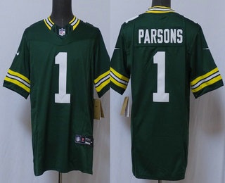 Men's Green Bay Packers #1 Micah Parsons Limited Green FUSE 2025 Vapor Stitched Jersey