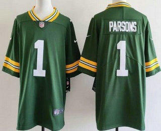 Men's Green Bay Packers #1 Micah Parsons Limited Green Vapor Jersey