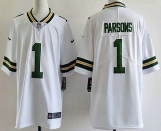 Men's Green Bay Packers #1 Micah Parsons Limited White Vapor Jersey