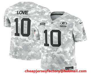 Men's Green Bay Packers #10 Jordan Love 2024 FUSE Camo Salute to Service Limited Stitched Jersey