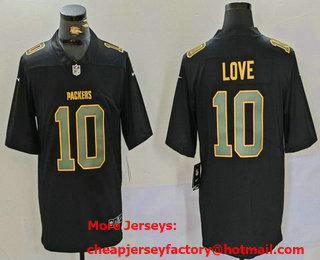 Men's Green Bay Packers #10 Jordan Love Limited Black Fashion Vapor Jersey