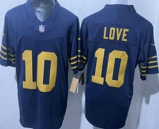 Men's Green Bay Packers #10 Jordan Love Limited Navy FUSE Vapor Jersey