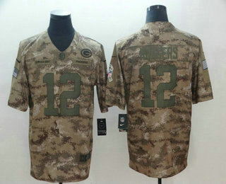 Men's Green Bay Packers #12 Aaron Rodgers 2018 Camo Salute to Service Stitched NFL Nike Limited Jersey
