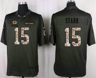 Men's Green Bay Packers #15 Bart Starr Black Anthracite 2016 Salute To Service Stitched NFL Nike Limited Jersey