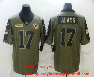Men's Green Bay Packers #17 Davante Adams 2021 Olive Salute To Service Limited Stitched Jersey