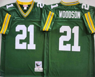 Men's Green Bay Packers #21 Charles Woodson Green 2010 Throwback Jersey