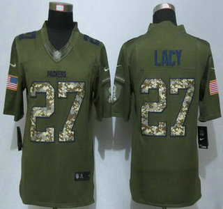 Men's Green Bay Packers #27 Eddie Lacy Green Salute to Service 2015 NFL Nike Limited Jersey