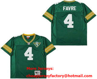 Men's Green Bay Packers #4 Brett Favre Green 75th 1993 Throwback Jersey