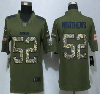 Men's Green Bay Packers #52 Clay Matthews Nike Green Salute To Service Limited Jersey