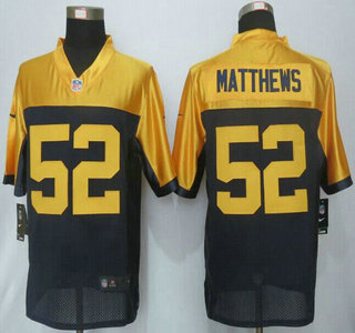 Men's Green Bay Packers #52 Clay Matthews Navy Blue With Gold NFL Nike Limited Jersey