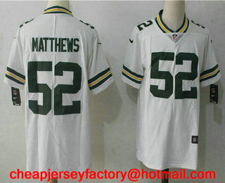 Men's Green Bay Packers #52 Clay Matthews White 2017 Vapor Untouchable Stitched NFL Nike Limited Jersey