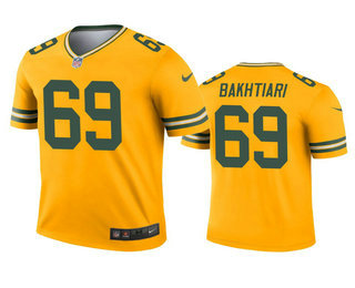 Men's Green Bay Packers #69 David Bakhtiari Gold Inverted Legend Jersey