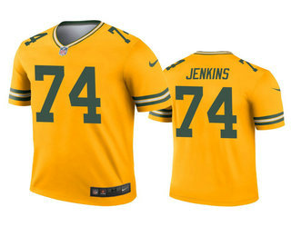 Men's Green Bay Packers #74 Elgton Jenkins Gold Inverted Legend Jersey