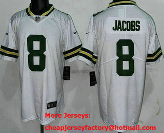 Men's Green Bay Packers #8 Josh Jacobs Limited White Vapor Jersey