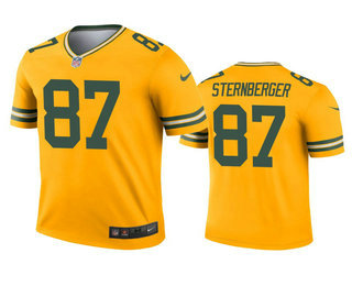 Men's Green Bay Packers #87 Jace Sternberger Gold Inverted Legend Jersey