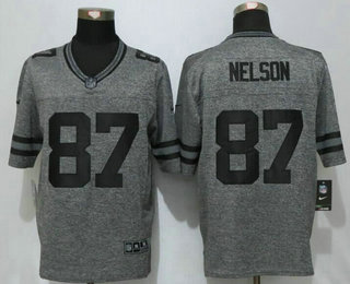 Men's Green Bay Packers #87 Jordy Nelson Nike Gray Gridiron 2015 NFL Gray Limited Jersey