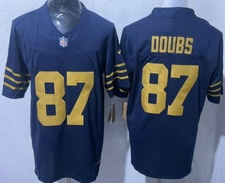 Men's Green Bay Packers #87 Romeo Doubs Limited Navy FUSE Vapor Jersey