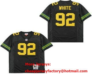 Men's Green Bay Packers #92 Reggie White Black 1993 Throwback Jersey