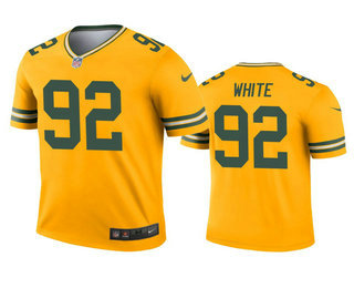 Men's Green Bay Packers #92 Reggie White Gold Inverted Legend Jersey