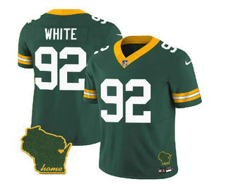 Men's Green Bay Packers #92 Reggie White Green 2023 FUSE Home Patch Vapor Limited Stitched Jersey