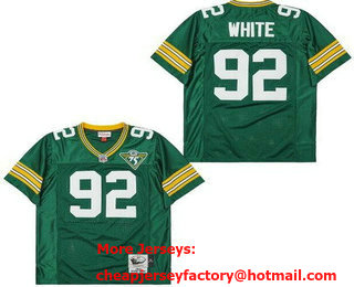 Men's Green Bay Packers #92 Reggie White Green 75th 1993 Throwback Jersey