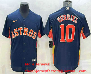 Men's Houston Astros #10 Yuli Gurriel Navy Blue Stitched MLB Cool Base Nike Jersey