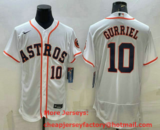 Men's Houston Astros #10 Yuli Gurriel White Stitched MLB Flex Base Nike Jersey