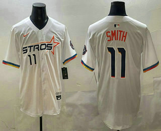 Men's Houston Astros #11 Cam Smith White 2025 City Connect Limited Stitched Jersey