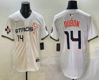 Men's Houston Astros #14 Mauricio Dubon White 2025 City Connect Limited Stitched Jersey