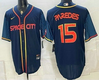 Men's Houston Astros #15 Isaac Paredes Navy City Connect Cool Base Stitched Jersey