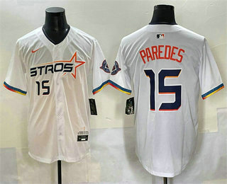 Men's Houston Astros #15 Isaac Paredes Number White 2025 City Connect Limited Stitched Jersey