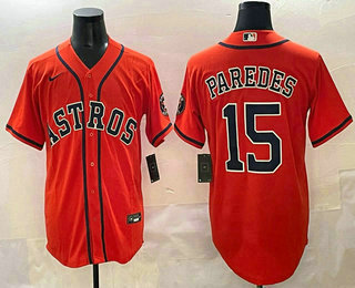 Men's Houston Astros #15 Isaac Paredes Orange Cool Base Stitched Jersey