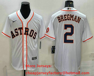 Men's Houston Astros #2 Alex Bregman White With Patch Stitched MLB Cool Base Nike Jersey