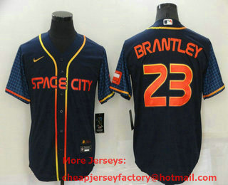 Men's Houston Astros #23 Michael Brantley 2022 Navy Blue City Connect Cool Base Stitched Jersey