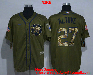 Men's Houston Astros #27 Jose Altuve Green Salute To Service Stitched MLB Cool Base Nike Jersey
