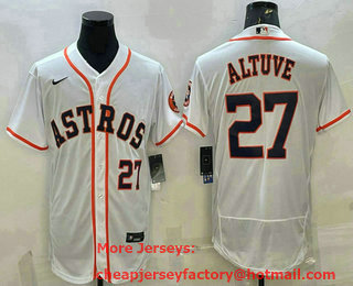Men's Houston Astros #27 Jose Altuve Number White Stitched MLB Flex Base Nike Jersey