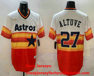 Men's Houston Astros #27 Jose Altuve Orange Rainbow Cooperstown Collection Stitched Jersey