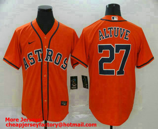 Men's Houston Astros #27 Jose Altuve Orange Stitched MLB Cool Base Nike Jersey