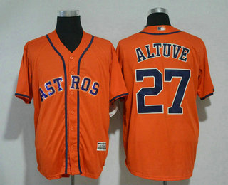 Men's Houston Astros #27 Jose Altuve Orange With Handwork Sequin Fashion Astros Logo Stitched MLB Cool Base MLB Jersey