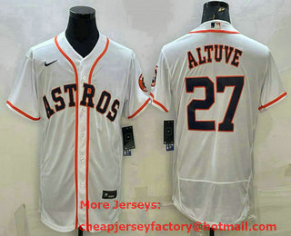 Men's Houston Astros #27 Jose Altuve White Stitched MLB Flex Base Nike Jersey
