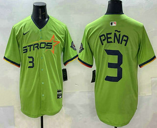 Men's Houston Astros #3 Jeremy Pena Green 2025 City Connect Limited Stitched Jersey