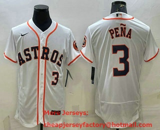 Men's Houston Astros #3 Jeremy Pena White Stitched MLB Flex Base Nike Jersey